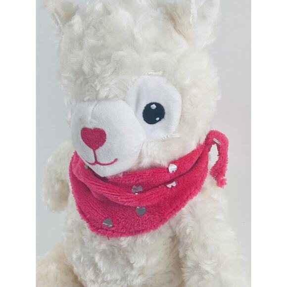Midwood Brands Pink Llama Alpaca Plush Toy Scarf Bandana Hearts White Shimmer 15 - Picture 4 of 10
